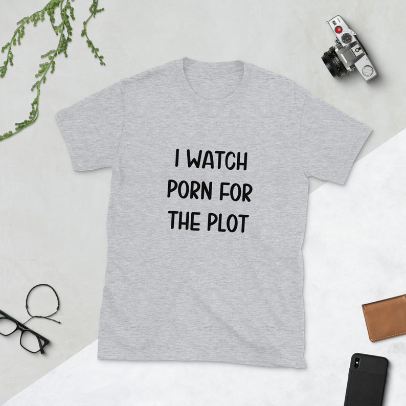 I watch porn for the plot t-shirt. Funny inappropriate adult sexual humor shirt. Sport Grey