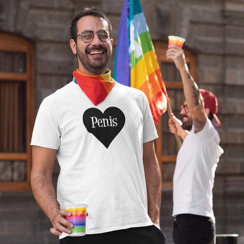 Penis love pride T-shirt. Funny adult humor graphic tee. image 1