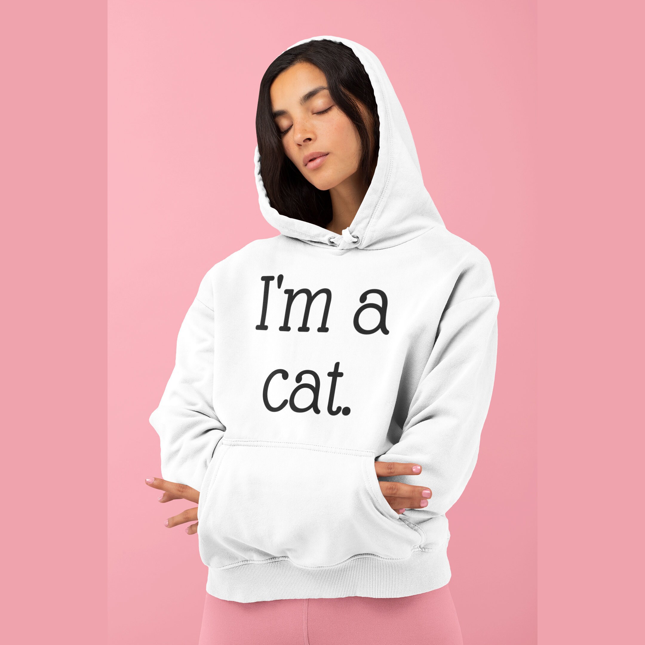 Xinantime Womens Hoodie Sweatshirt Cat Print Long Sleeve Hooded Pullover Tops Blouse 