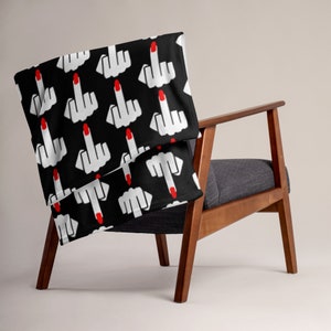 Middle finger throw Blanket. Fleece blanket, long red fingernail, funny blanket, gag gift, introvert gift, inappropriate home decor