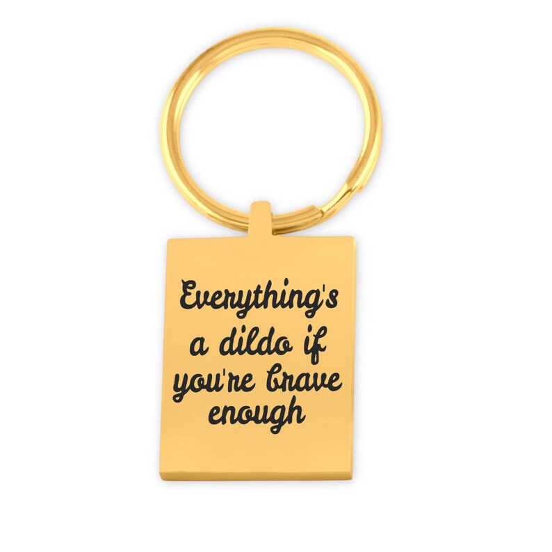Funny brave dildo sexual humor engraved stainless steel keyring keychain
