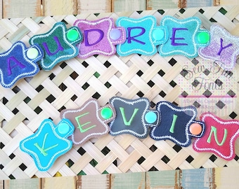 Alphabet Letters Snap Mixers, Key Fob Machine Embroidery Design,  ITH Embroidery Designs, In The Hoop Designs