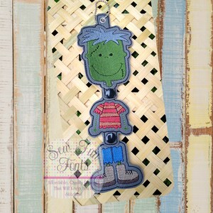 Frankenstein Snap Mixer, Schlüsselanhänger Maschine Stickerei Design, Halloween Stickerei Design, ITH Schlüsselanhänger, Schlüsselanhänger Stickerei Design