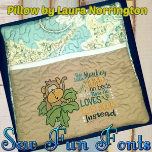Dit Little Monkey Boy Borduurwerk Zeggen, Reading Pillow Saying, Machine Borduurwerk Design, 5x7 6x8 7x11 Hoop Maten, INSTANT DOWNLOAD