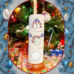 Pupazzo di neve TP Stacker, Natale Carta igienica Ricamo Design, Sketch Stitch, Adatto 4x4 Cerchi