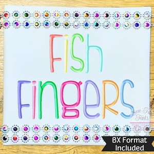 Fish Fingers Font Monogram #152 Machine Embroidery Font Alphabet - 7 SMALL Font Sizes - 0.5&quot; Through 2&quot;, BX Format Included