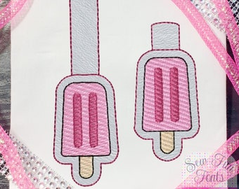 ITH Summer Popsicle Key Fob Design Machine Embroidery, Snap Tab Key Fob, Key Chain, In The Hoop Embroidery Design