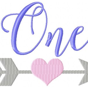 One Arrow Heart Birthday Number Machine Embroidery Design, 5x7 Hoop, Pes, Hus, Exp, Dst, and many other formats, INSTANT DOWNLOAD