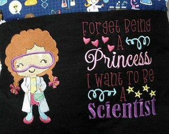 Forget Being A Princess Be A Scientist Embroidery Design, Reading Pillow Design, Pocket Pillow Design, 3 Sizes Included, INSTANT DOWNLOAD