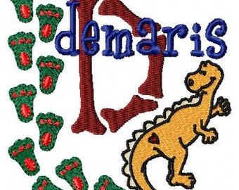 Dinosaur Prints Machine Embroidery Monogram Font Alphabet Design Set, BX Format, Pes, Hus, Jef, Dst, Exp, Xxx, Vip, INSTANT DOWNLOAD
