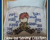 Snips and Snails Puppy Dog Tails Boy Wispy Filled, Reading Pillow Saying Pocket Pillow 5x7 7x11 Machine Embroidery Design INSTANT DOWNLOAD