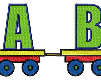 Train Machine Embroidery Monogram Font Alphabet Design Set INSTANT DOWNLOAD