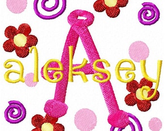Girlie Girl Machine Embroidery Monogram Font Alphabet Design Set INSTANT DOWNLOAD
