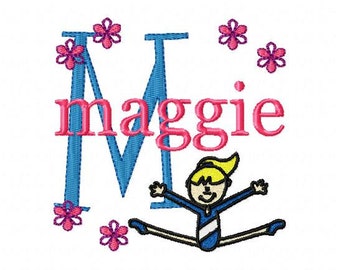 Gymnastic Girl Machine Embroidery Monogram Font Alphabet Design Set INSTANT DOWNLOAD