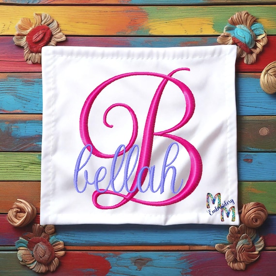 Font Monogram #129 Machine Embroidery Cursive Script Monogram Font Alphabet Design Set ~ BX Format