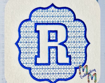Embossed Monogram Font 5 - 26 Machine Embroidery Designs - 2, 3, 4, 5, and 6 Inches - BX Included