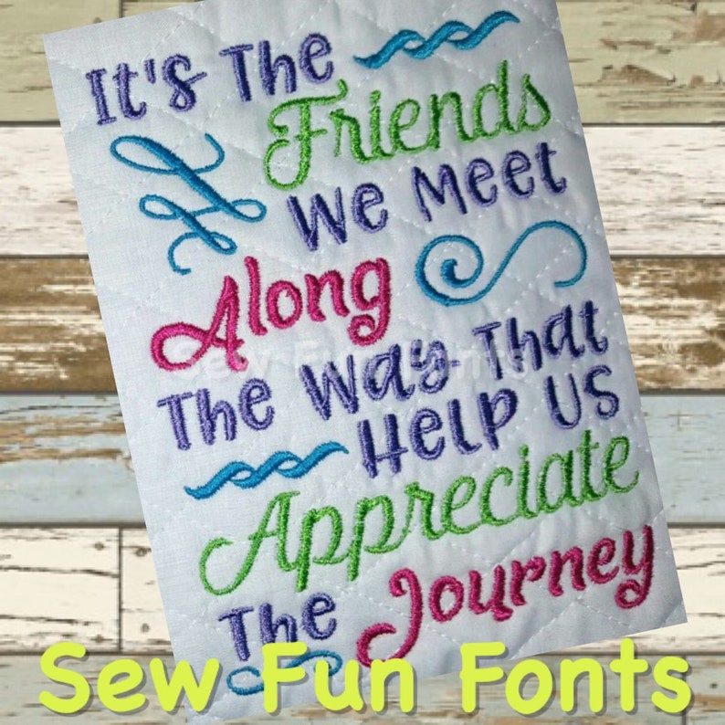 Its The Friends We Meet Along The Way Saying, Reading Pillow Saying Pocket Pillow 5x7 Hoop, Machine Embroidery Design INSTANT DOWNLOAD image 1