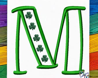 Shamrock Clover - Font Monogram #162 Machine Embroidery Font Alphabet Letters - St Patricks Day Font - 8 Sizes - BX Format Included
