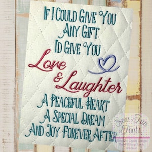 If I Could Give You Any Gift Embroidery Design, Love and Laughter Machine Embroidery, Pocket Pillow Design, 5x7 Hoop, INSTANT DOWNLOAD