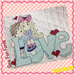 Love Girl Boy Embroidery Saying, Wispy Filled Design, Reading Pillow Saying Pocket Pillow Machine Embroidery Design 3 SIZES INSTANT DOWNLOAD