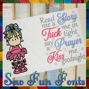 Read Me A Story Stars Ballerina Embroidery Saying, Reading Pillow Saying, Machine Embroidery Design, 5x7 6x8 7x11 Hoop Sizes
