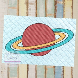 Sketch ~ Planet Saturn Embroidery Design - 7 Sizes Included,  Machine Embroidery Designs