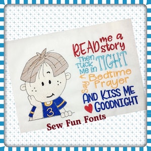Read Me A Story Boy Embroidery Saying, Wispy Filled Design, Reading Pillow Saying Pocket Pillow, Machine Embroidery Design INSTANT DOWNLOAD