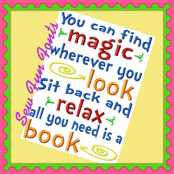 Reading Quote Embroidery Design, Magic Saying (INSTANT DOWNLOAD)