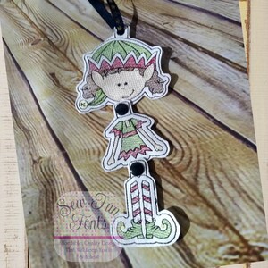 Elf Mädchen Snap Mixer, Elf Mädchen Schlüsselanhänger Maschine Stickerei Design, Weihnachten Stickerei Design, ITH Schlüsselanhänger, Schlüsselanhänger Stickerei Design