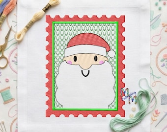 Sketch - Christmas Santa Stamp Embroidery Design - 5 Sizes Included, Machine Embroidery Designs, Christmas Design
