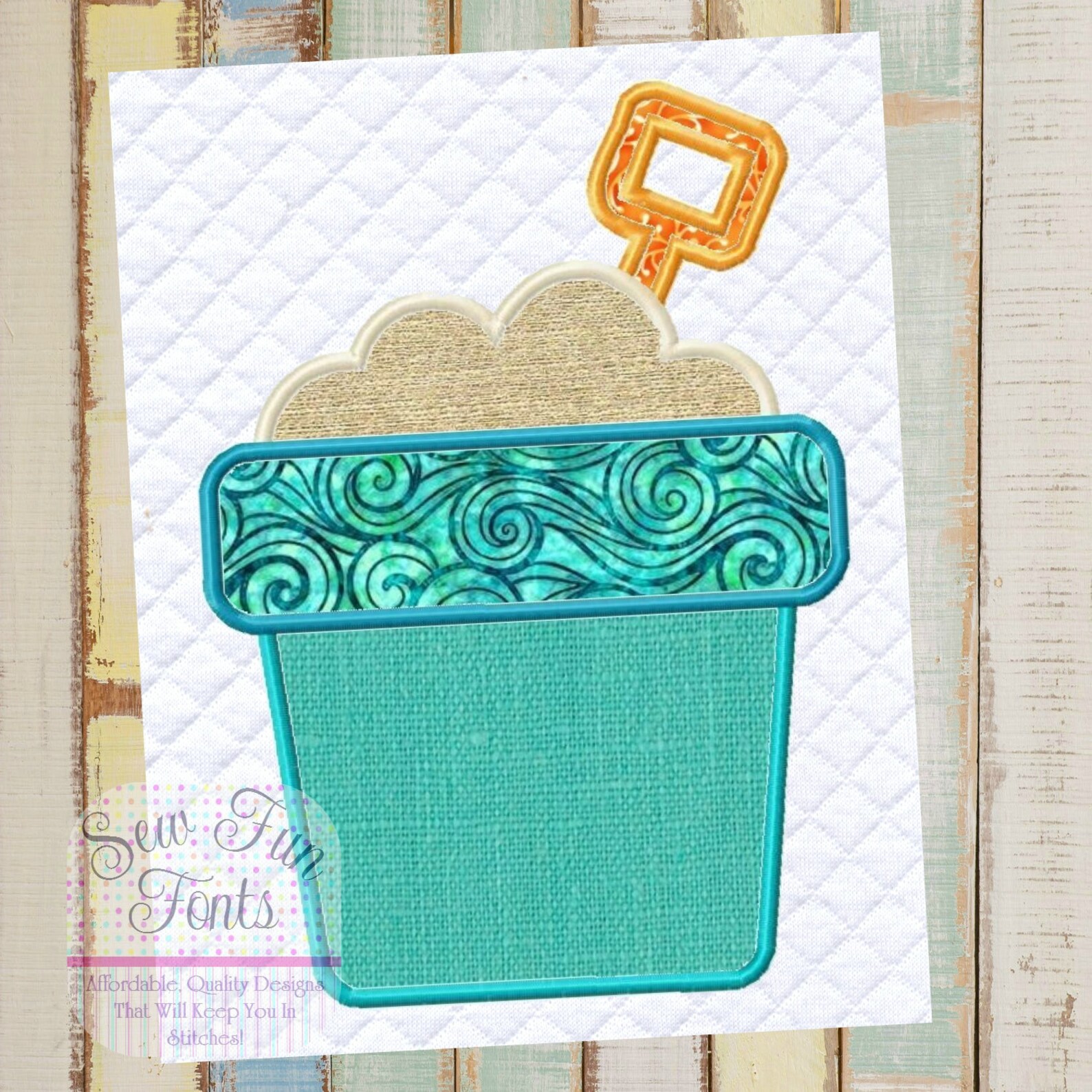 Applique Sand Bucket Sand Pail Machine Embroidery Design 4 Etsy