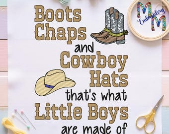 Cowboy Little Boys are Made of Embroidery Design, Pocket Pillow, 5x7 Hoop (Instant Download)