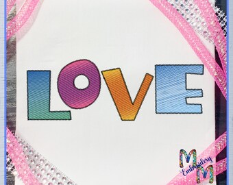 Two Tone Sketch - Chunky Love Embroidery Design - 7 Sizes Included, Machine Embroidery Designs, Valentine's Day Design