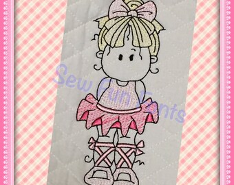 Ballerine fille, fille de Ballet, Design vaporeux, ballerine broderie, motif de broderie de Ballet, 4 tailles inclus, téléchargement immédiat