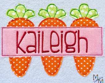 Carrot Trio Applique Embroidery Design With Font - Applique Embroidery Design - Easter Embroidery Design - 9 Sizes Included