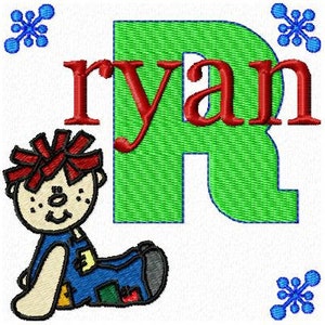 Rag Doll Boy Machine Embroidery Monogram Font Alphabet Design Set INSTANT DOWNLOAD