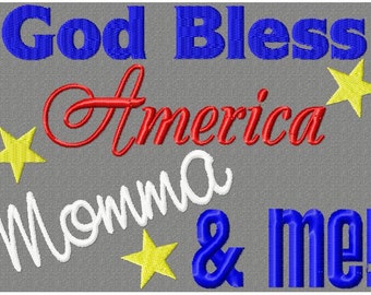 God Bless America Embroidery Design, Patriotic 4th July (INSTANT DOWNLOAD)