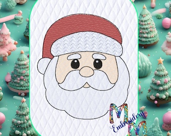 Sketch - Santa Face Christmas Embroidery Design - 6 Sizes Included, Machine Embroidery Designs