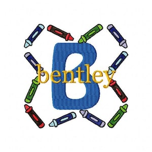 Crayons Galore Machine Embroidery Monogram Font Alphabet Design Set INSTANT DOWNLOAD