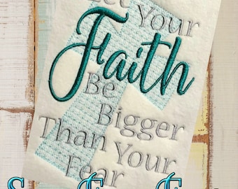 Let Your Faith Be Bigger Than Your Fear Design, Reading Pillow Saying Pocket Pillow, 5x7 Hoop, Machine Embroidery Design INSTANT DOWNLOAD