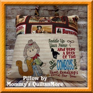 Cowboy Saddle Up Your Horse Embroidery Saying, Reading Pillow Saying Pocket Pillow, 2 Hoop Sizes Machine Embroidery Design INSTANT DOWNLOAD