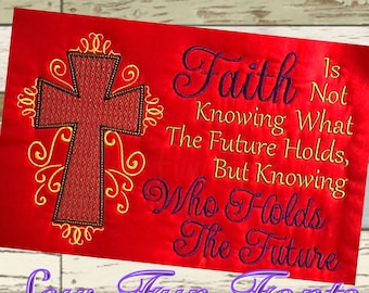 Faith Is Not Knowing Motif Cross Embroidery Saying, Reading Pillow Saying, Pocket Pillow Machine Embroidery Design, 3 Sizes INSTANT DOWNLOAD