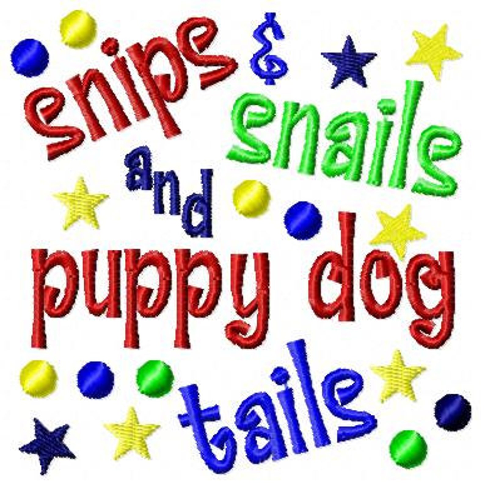 Snips and Snails and Puppy Dog Tails Machine Embroidery Single Etsy
