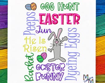 Easter Subway Art Machine Embroidery Design - Easter Bunny Embroidery Design - Easter Embroidery Design - 5x7 Hoop
