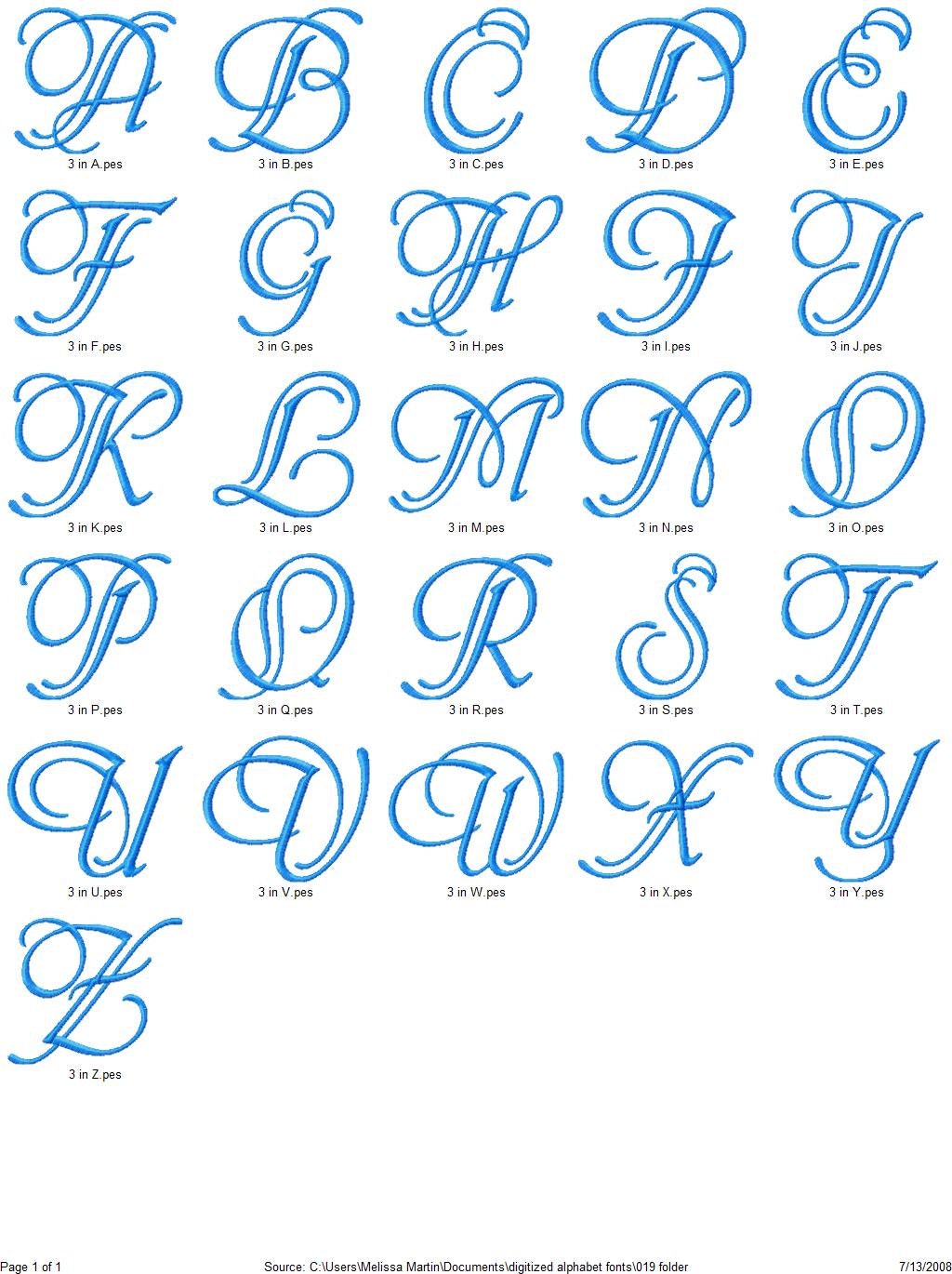 Font Monogram #019, Satin Stitch Machine Embroidery Design (instant ...