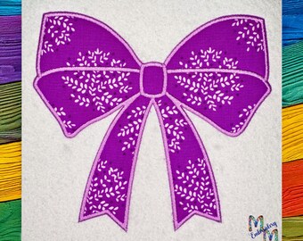 Double Bow Satin Stitch Applique Embroidery Design - Big Bow Applique Embroidery Design - Side Bow Embroidery - 9 Sizes Included