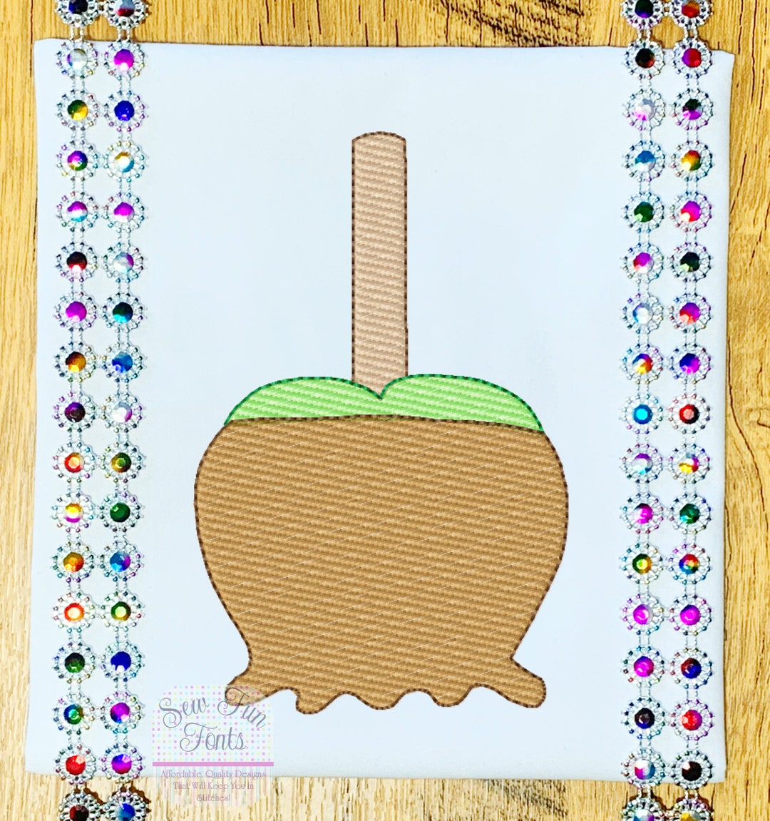 Sketch Caramel Apple Machine Embroidery Design 6 Sizes Etsy