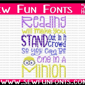 Reading Makes You Stand Out In A Crowd, Reading Saying, Book Saying, Book Pillow Subway Art Machine Embroidery Design INSTANT DOWNLOAD image 2
