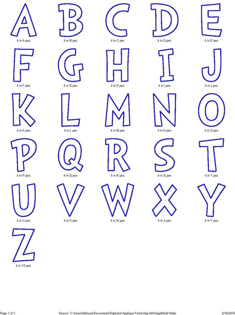 All Machine Embroidery Applique Alphabet JPG