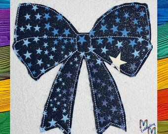 Double Bow Bean Stitch Applique Embroidery Design - Big Bow Applique Embroidery Design - Side Bow Embroidery - 9 Sizes Included
